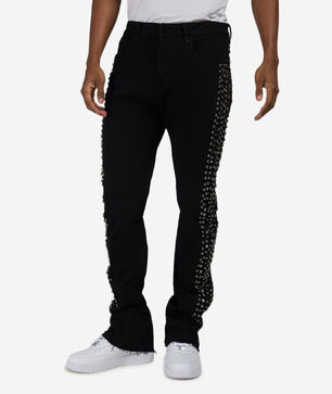 Metallic Studded Stacked Jeans