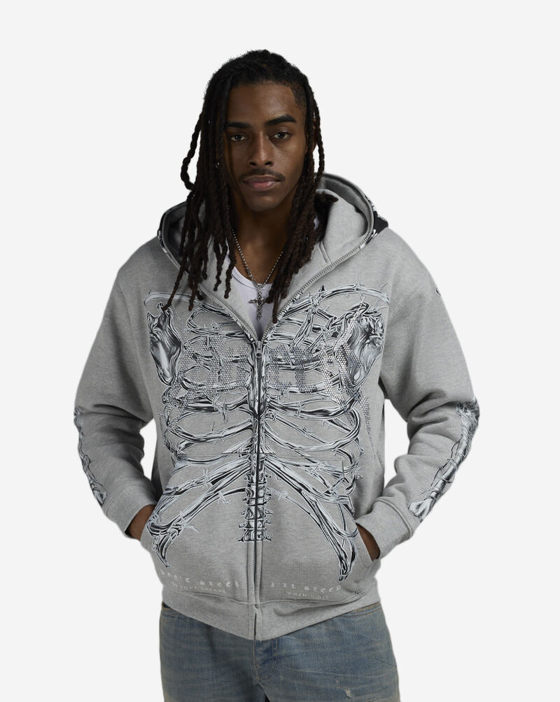 Hasta Muerte Skull Hoodie  T2SKULLHOODY-GRY Grey 1