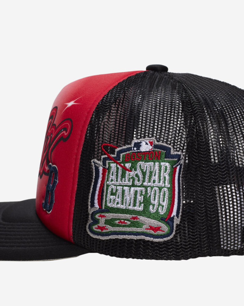 Mitchell  Ness Boston Red Sox Trucker Air Brush Adjustable Hat HT14503-BRSRDBK Red 2