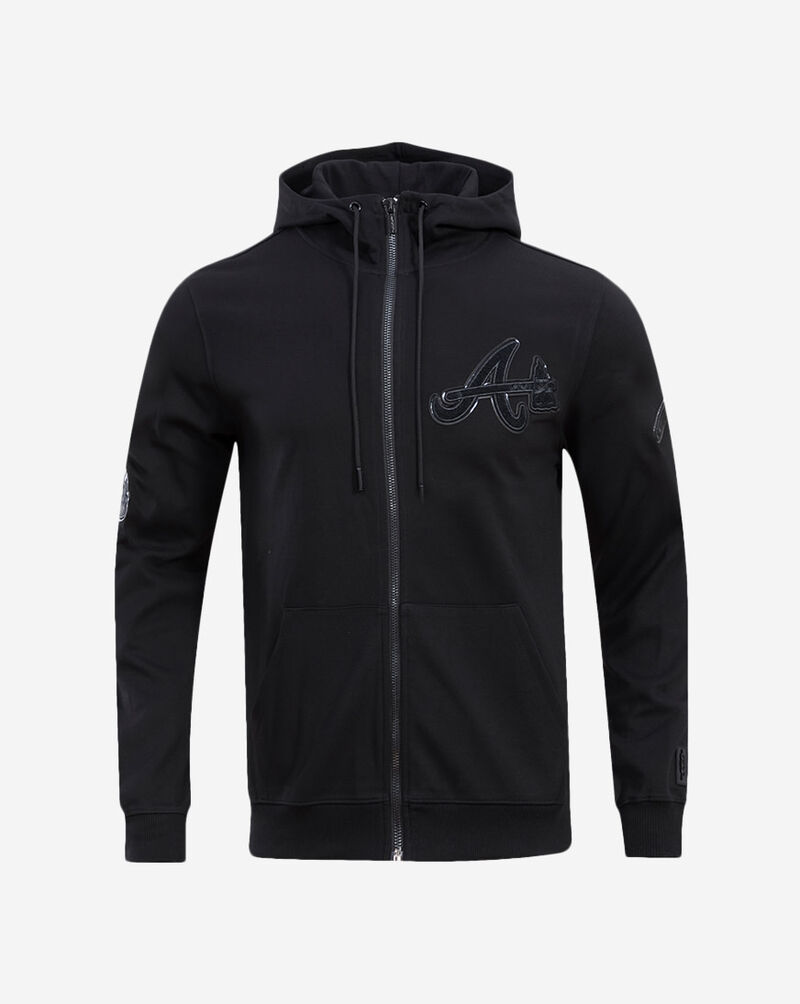 PRO STANDARD Atlanta Braves Triple Black Double Knit Full Zip Hoodie LAB532533-BLK Black 1