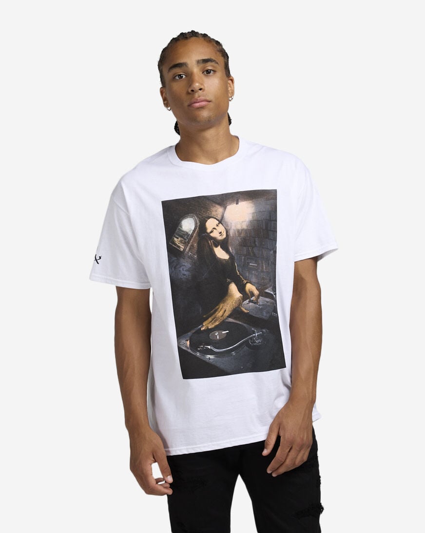 Shop Graphic Tees DJ Mona Lisa Justin Bua Tee RB11694 white