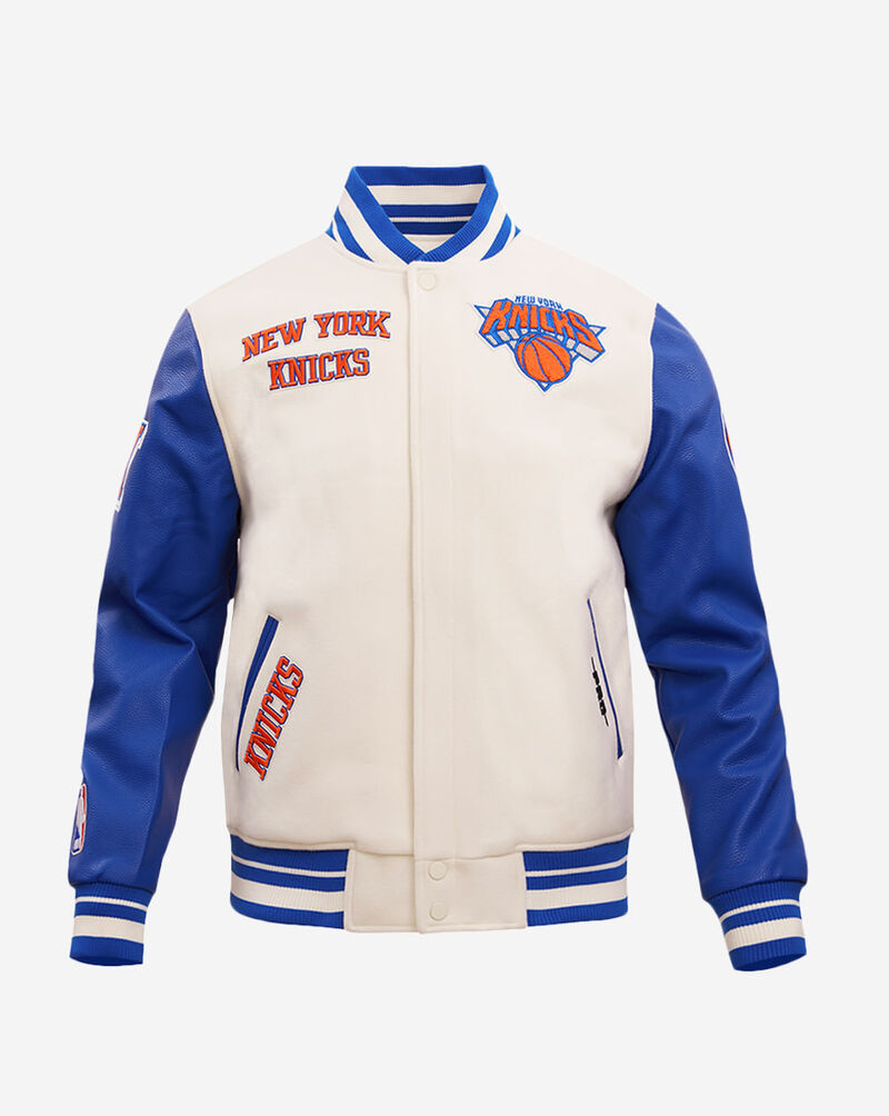 PRO STANDARD New York Knicks Retro Classic Rib Wool Varsity Jacket BNK656096-ERB cream 1