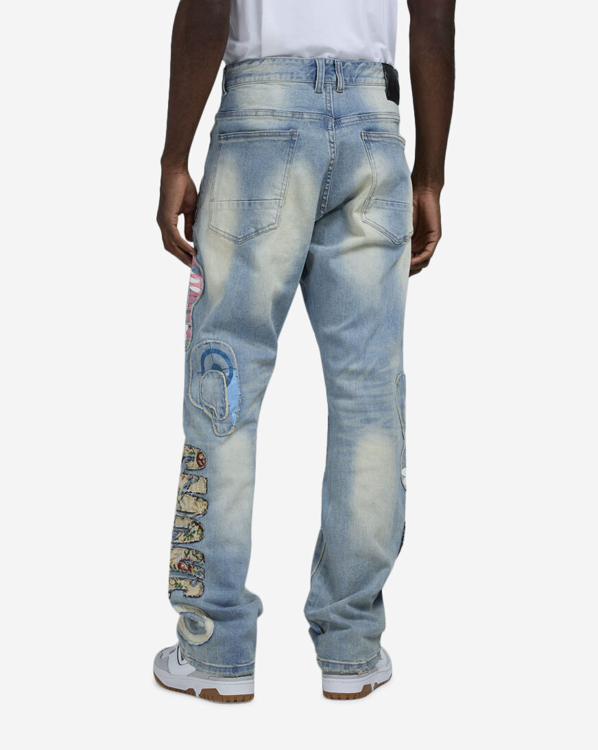 Shop Smoke Rise Doodle Multi Patch Jean JP24526SN-BLU blue