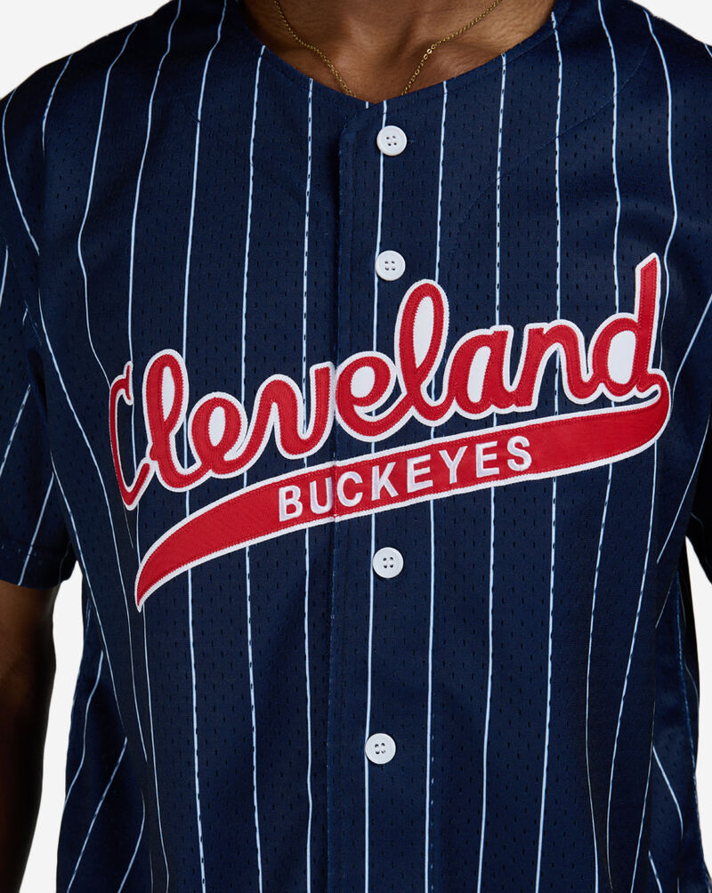 Mitchell  Ness Cleveland Buckeyes Jos&eacute; Ram&iacute;rez Authentic Batting Practice Pinstripes Jersey JY19309-CBCNYWH Blue 4