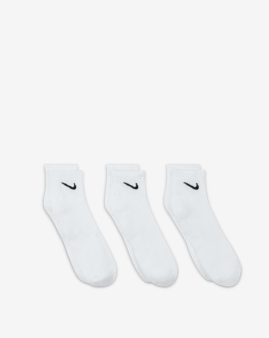 Shop Nike 3Pk Everyday Quarter Cushion Sock SX7667-100 white