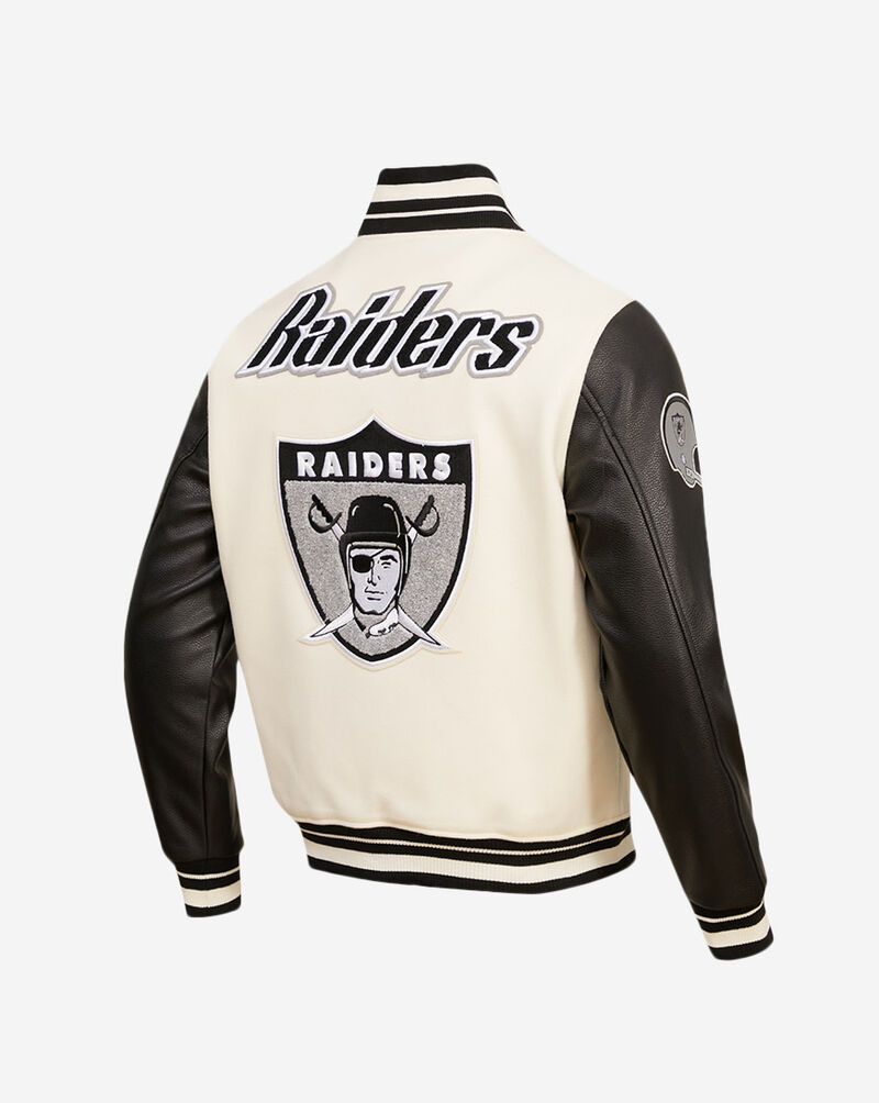 PRO STANDARD Las Vegas Raiders Retro Classic Rib Wool Varsity Jacket FOR643571-EBK cream 3