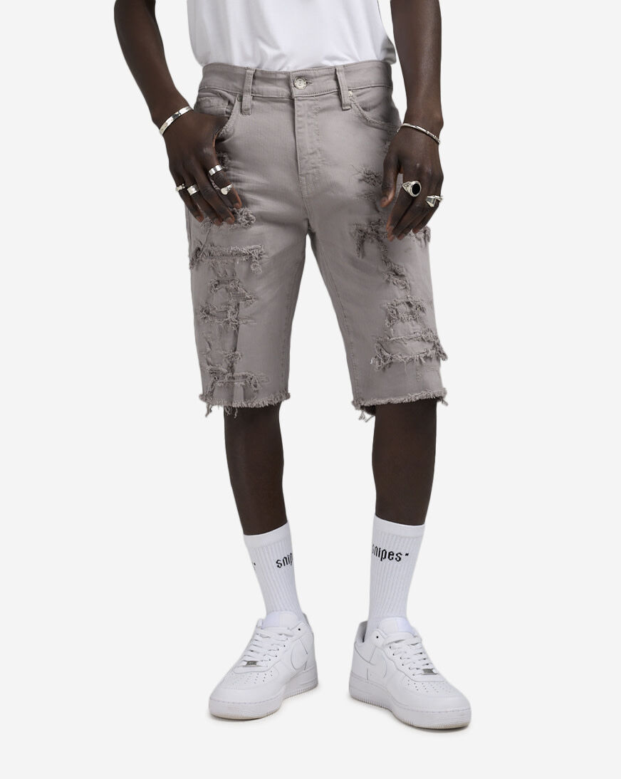 Shop Jordan Craig Rip and Repair Twill Shorts J3219S-LTGRY grey