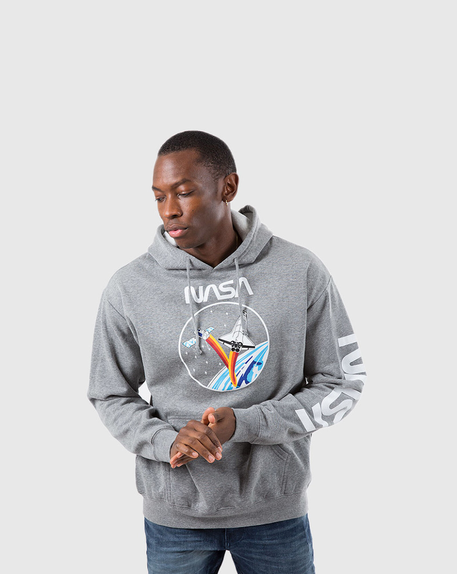 Shop Graphic Tees Nasa Pullover Hoodie NZAH2426 grey | SNIPES USA
