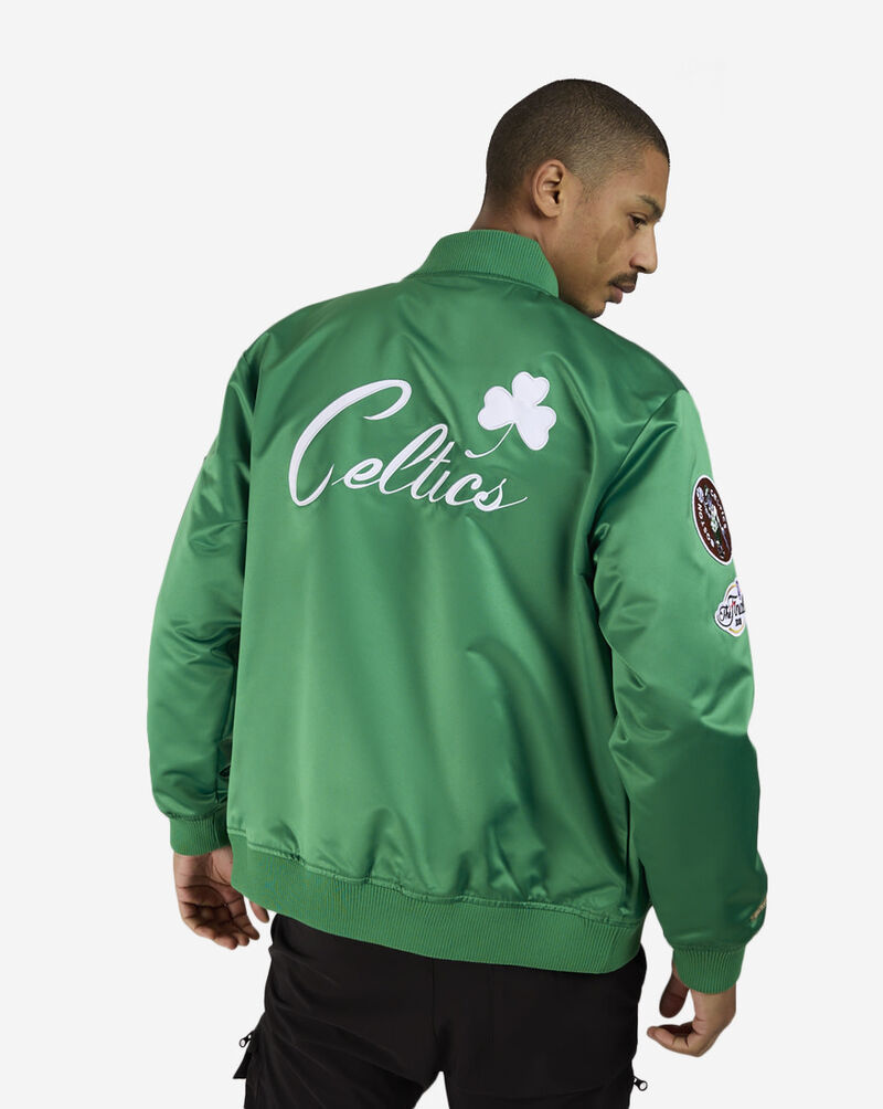 Mitchell  Ness Boston Celtics Vintage Logo Satin Bomber Jacket SJKT6599-BCEYYPPPKYGN Green 2