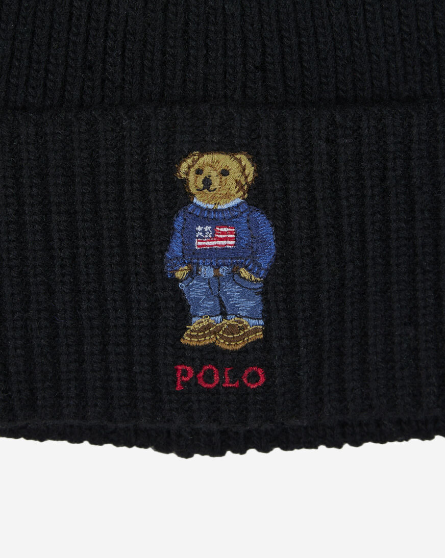 polo ralph lauren bear beanie black