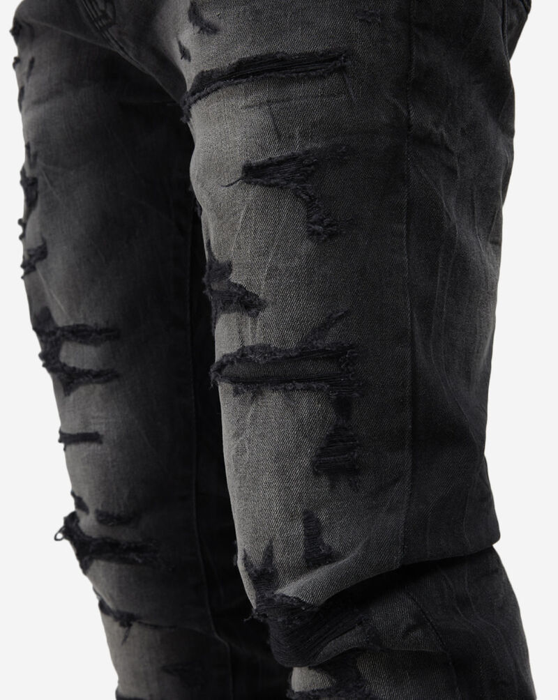 Jordan Craig 5 Pkt Rip Repair Jeans JS3208-BLK Black 3