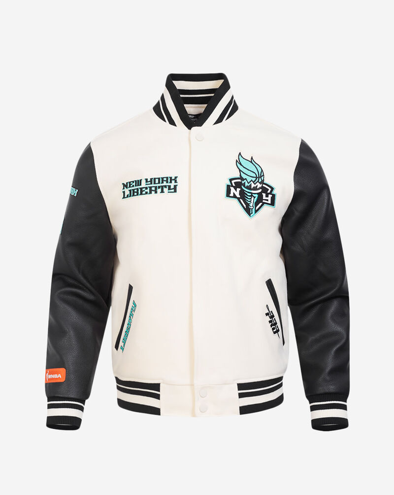 PRO STANDARD New York Liberty Retro Classic Rib Wool Varsity Jacket WNL670016-EBK cream 1