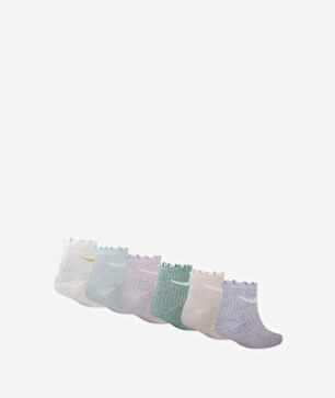 Little Kids' 6PK Ruffle Ankle Socks (5-7)
