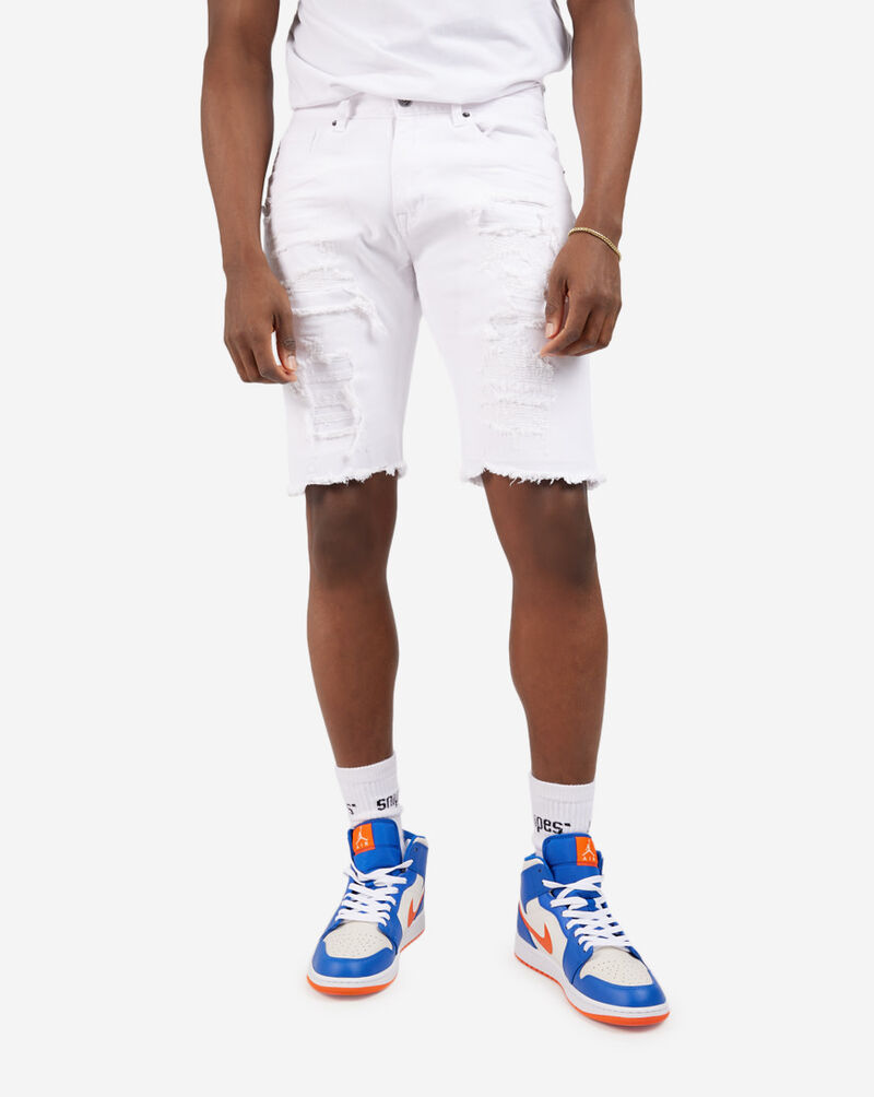 Smoke Rise Rip and Repair Denim Shorts JS-21121SNZ-G12 White 1