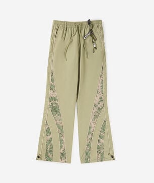 Wide Leg Mesh Insert Woven Track Pants