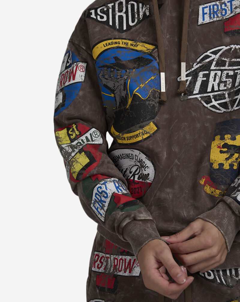 First Row Washed Pull Over Hoodie FRF2476S-BRW Brown 3