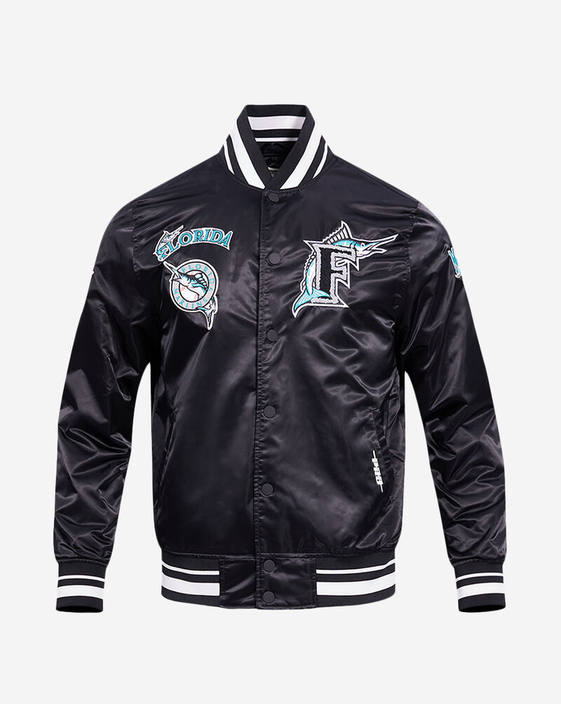 PRO STANDARD Florida Marlins Retro Classic Rib Satin Jacket  LMM635529-BLK Black 1