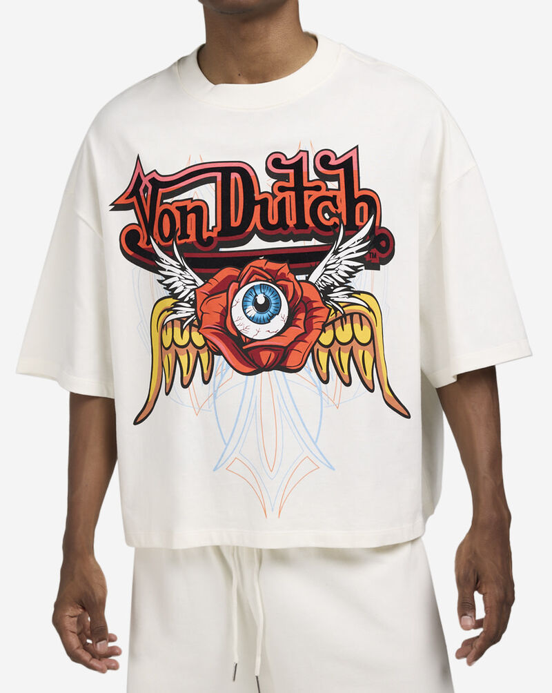 Von Dutch  Floral Logo Cropped Tee 4VND9B7764-ECRU White 3