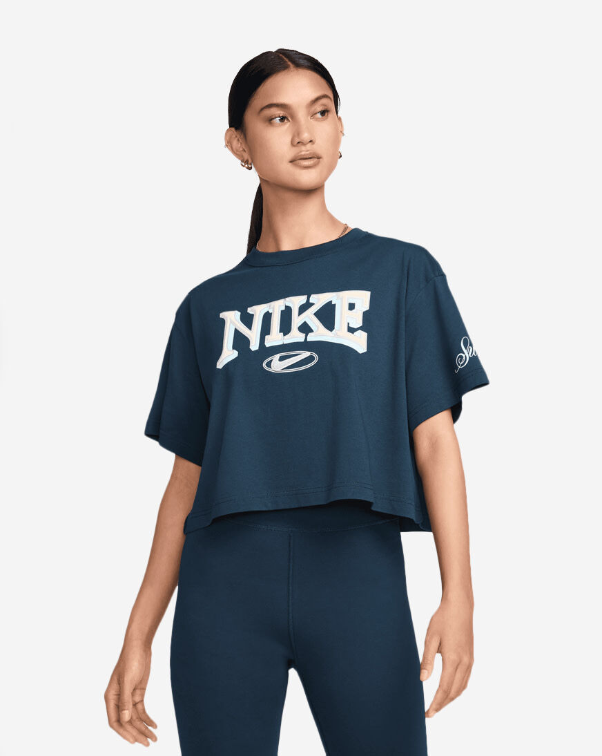 Shop Nike NSW Short-Sleeve Cropped Tee FZ2855-478 blue