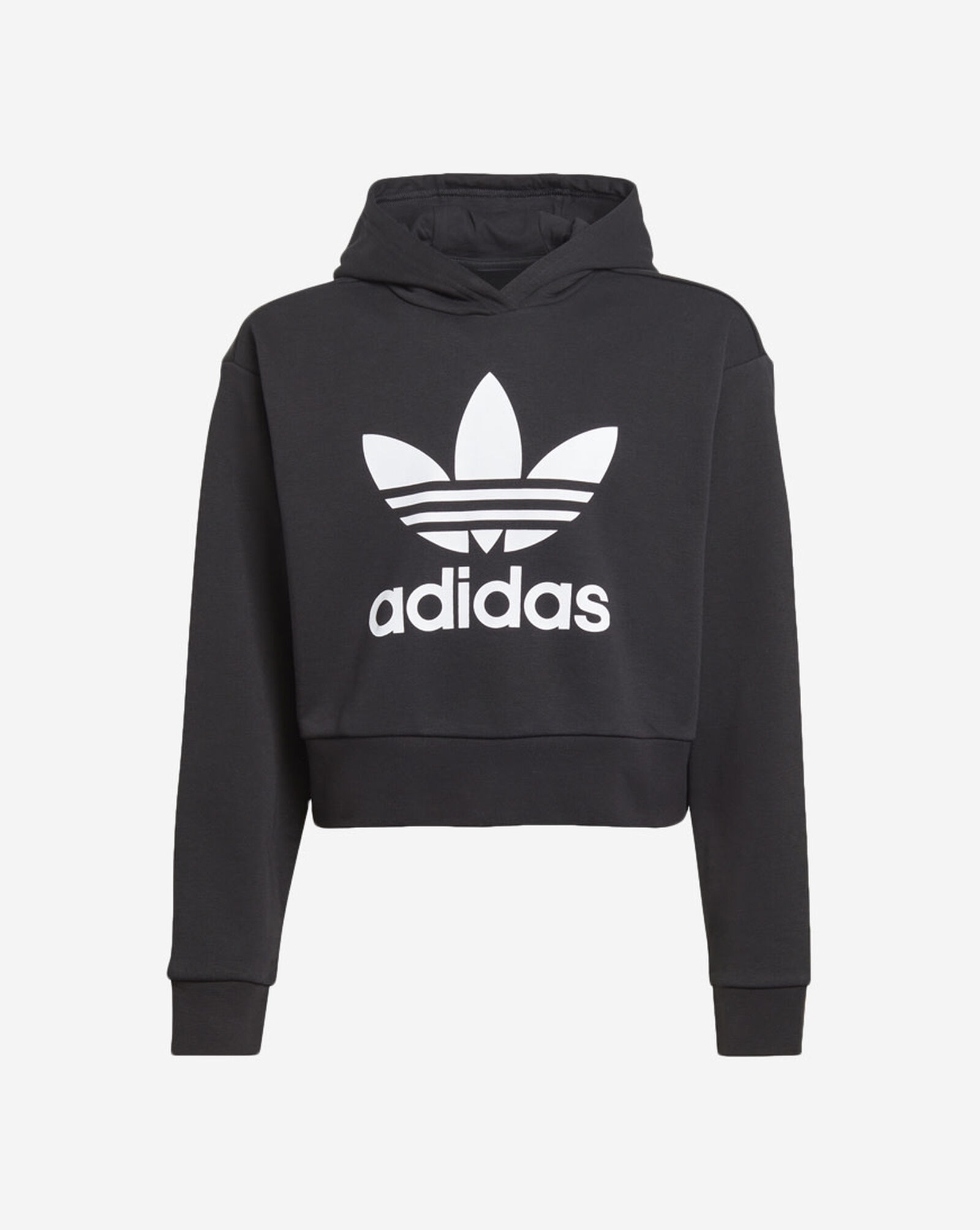 adidas trefoil crop hoodie black