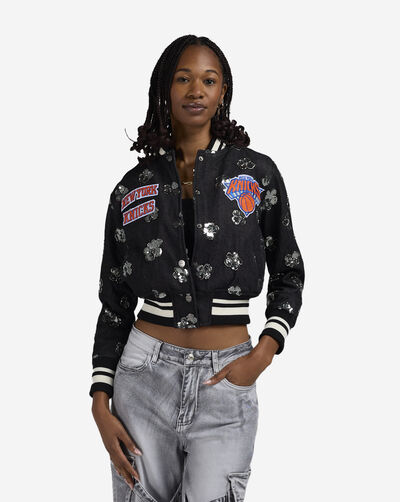 New York Knicks Denim Sequin Bomber
