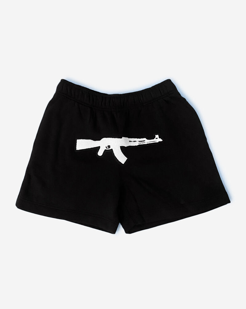 Hasta Muerte AK Chenille Patch Shorts HM-AKCHE-SHRT-BLK Black 1