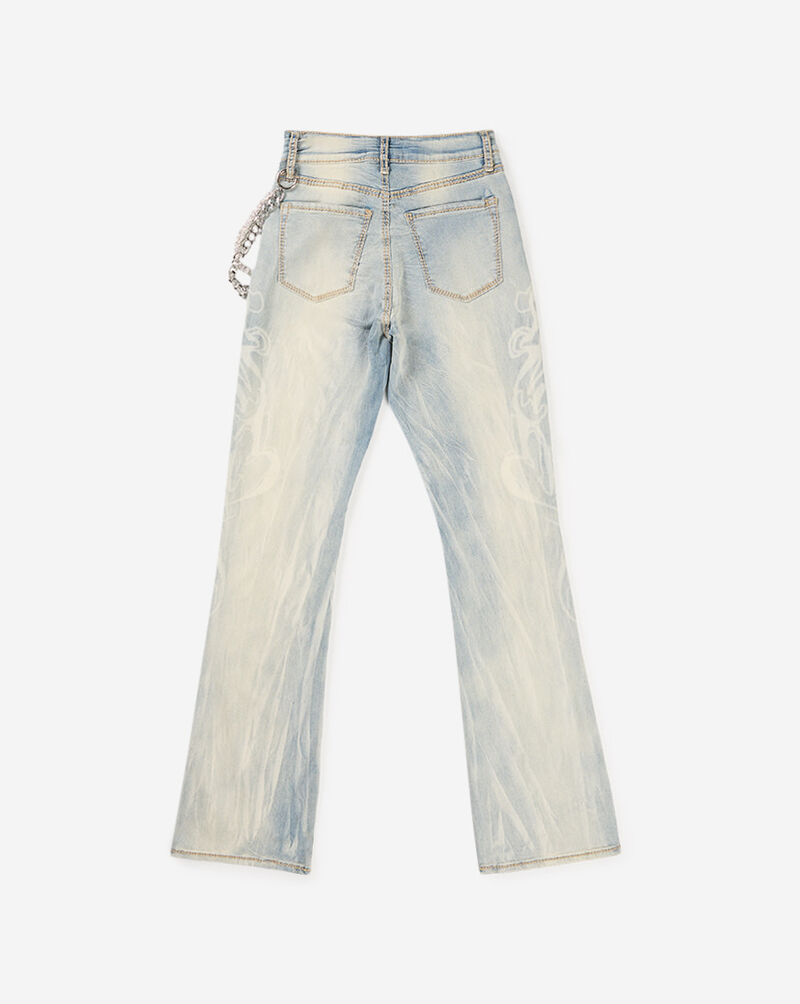 Smoke Rise Flocked Thorn Heart Denim Jeans RJP26S401SN-SEVILLEBLUE Blue 3