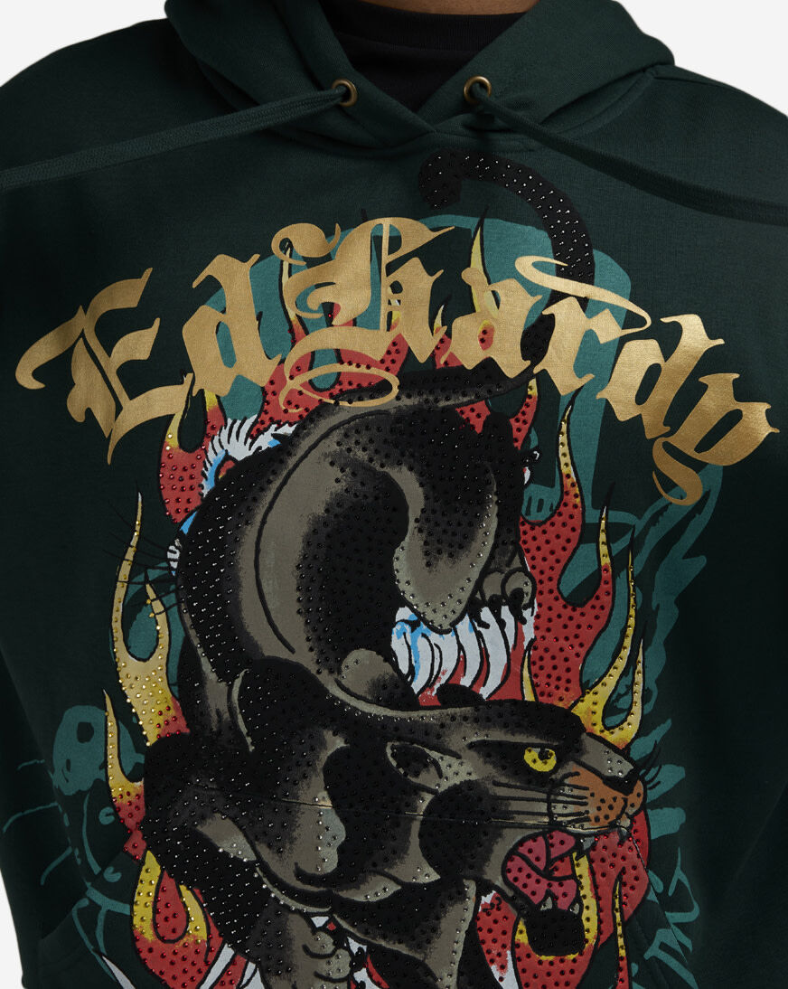 Shop Ed Hardy Fire Panther Hoodie EHM1302-13RS-HUN green | SNIPES USA