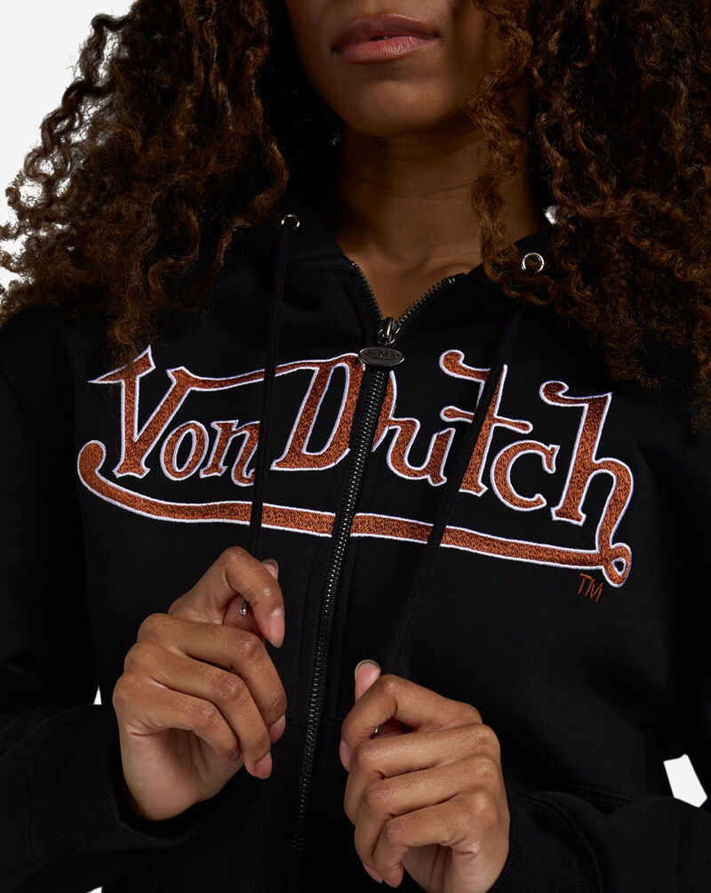 Von Dutch Grommet HD Corset Full Zip Fleece Hoodie 7VND2B0355SN Black 3