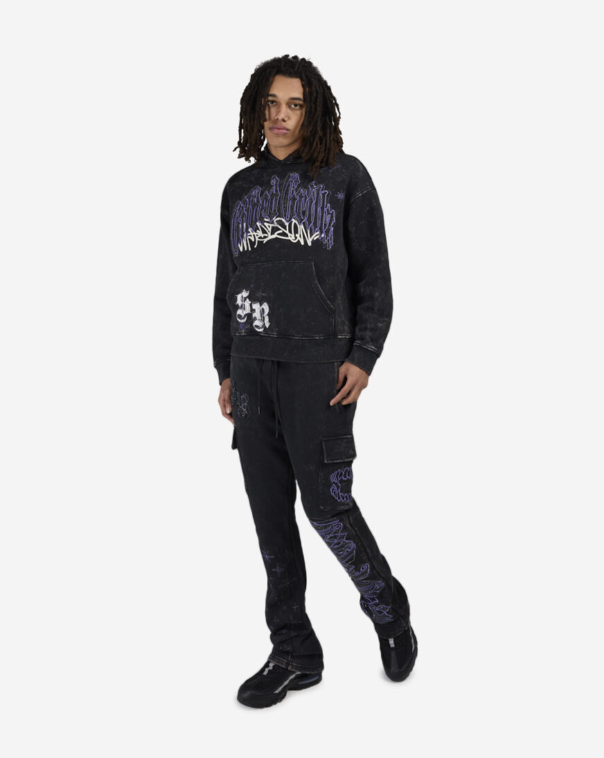 Shop Smoke Rise Rhinestone Dystopia Stacked Fleece Pants FP24655SN