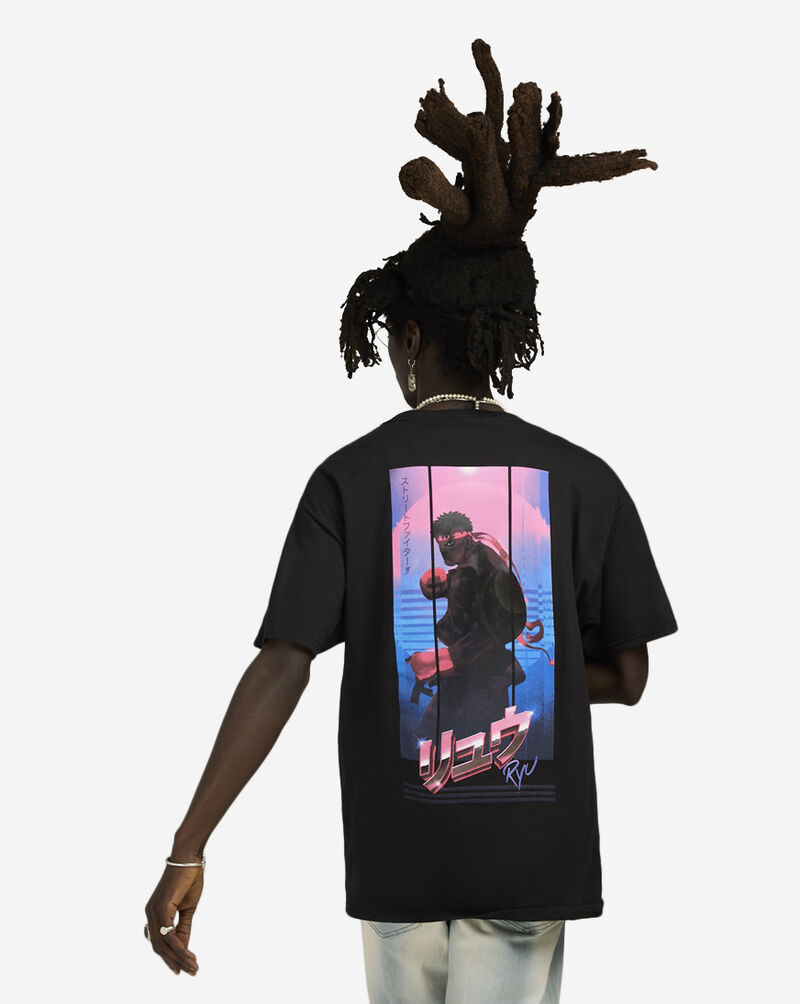 Graphic Tees Street Fighter Back Hit Tee NRD-031FB-BLK Black 2