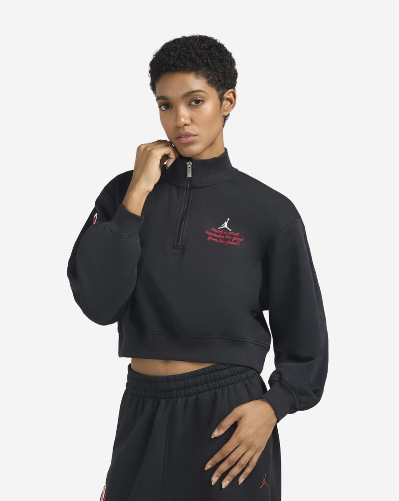 Jordan Brooklyn Fleece Cropped 1/4-Zip Top IV5321-010 Black 1