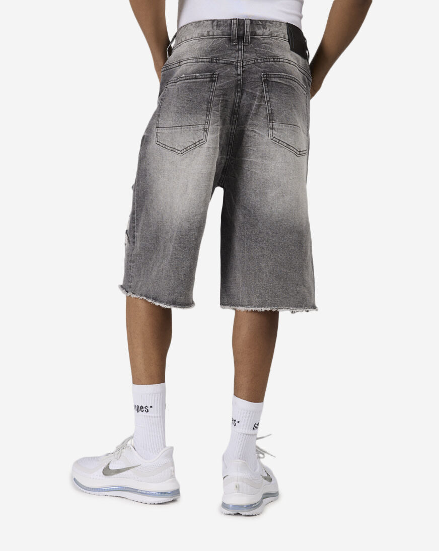 Shop Smoke Rise Skater Fit Denim Shorts JS25423SNZ-BLK grey