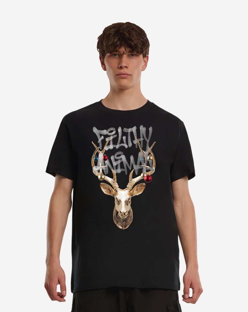 Shop Mister Tee Filthy Animal Reindeer Tee MTUS553-US-00007 black