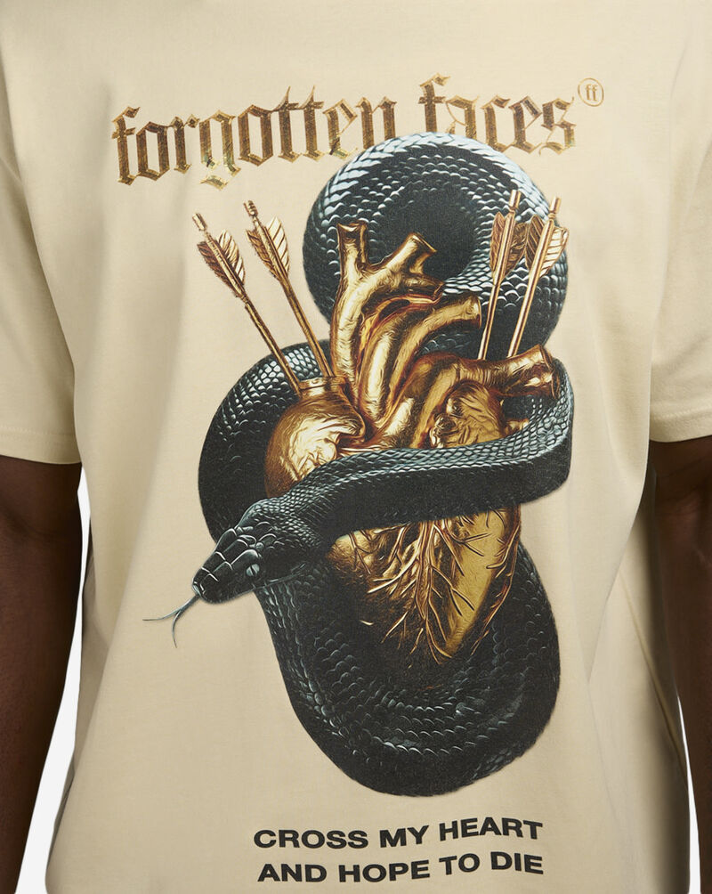 Forgotten Faces Cross My Heart Snake Tee FOFUS050-00208 Beige 3