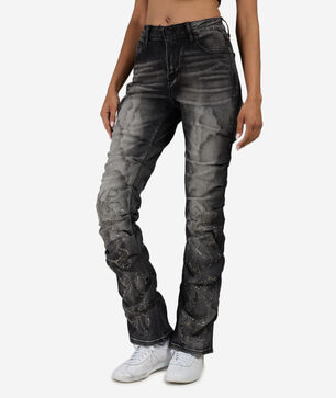 Stacked Whisker Rhinestone Denim