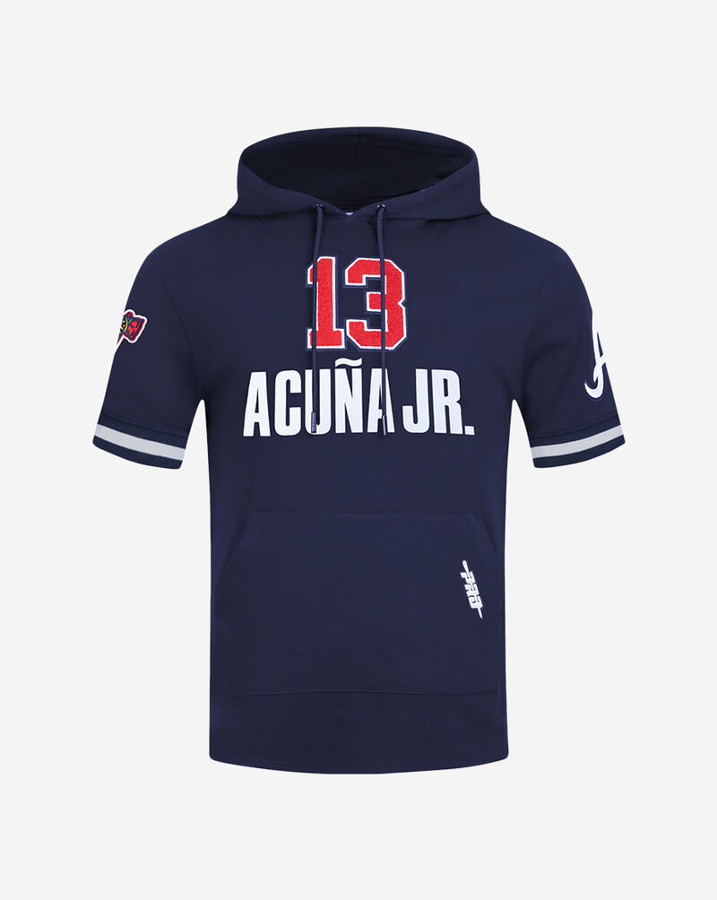 PRO STANDARD Atlanta Braves Ronald Acuna Jr. #13 Short Sleeve Classic Pull Over Hoodie  LAB1315416-MDN Blue 1