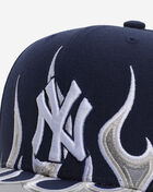 Mitchell  Ness New York Yankees Pro Crown Flames Snapback Hat HP14500-NYYNAVY Blue 2