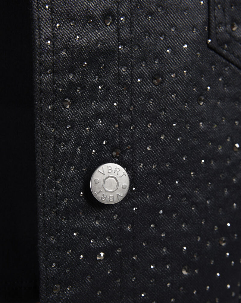 Vibrant Rhinestone Trucker Jacket  XJK143SN Black 3