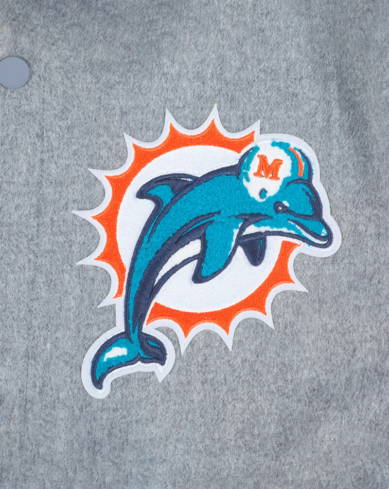 PRO STANDARD Miami Dolphins Retro Classic Rib Wool Varsity Jacket FMD643561-HWB Grey 4