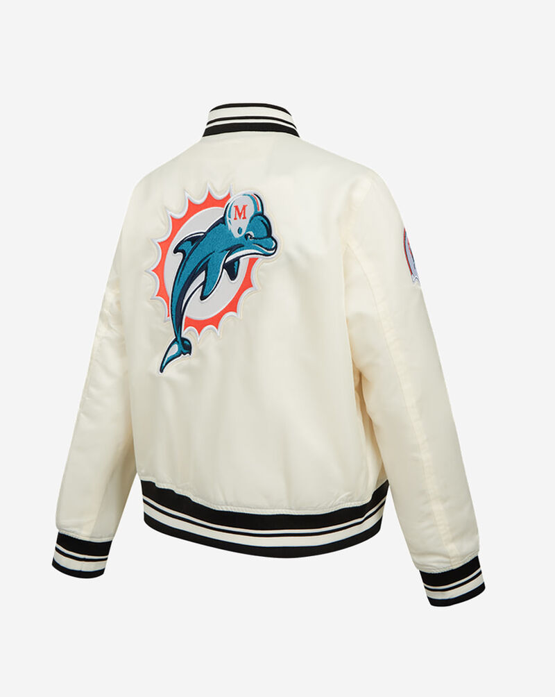 PRO STANDARD Miami Dolphins Retro Classic Rib Satin Jacket FMDU44142-EBK cream 3