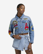First Row Denim Varsity Crop Jacket FRLJ2061CRS Blue 1