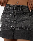 American Bazi Rhinestone Cuffed Mini Skirt RSK-10993-BLK Black 3