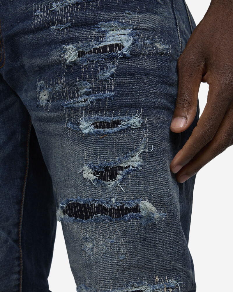 Jordan Craig Distressed 5-Pocket Rip and Repair Jeans JS1216-DEA Black 3
