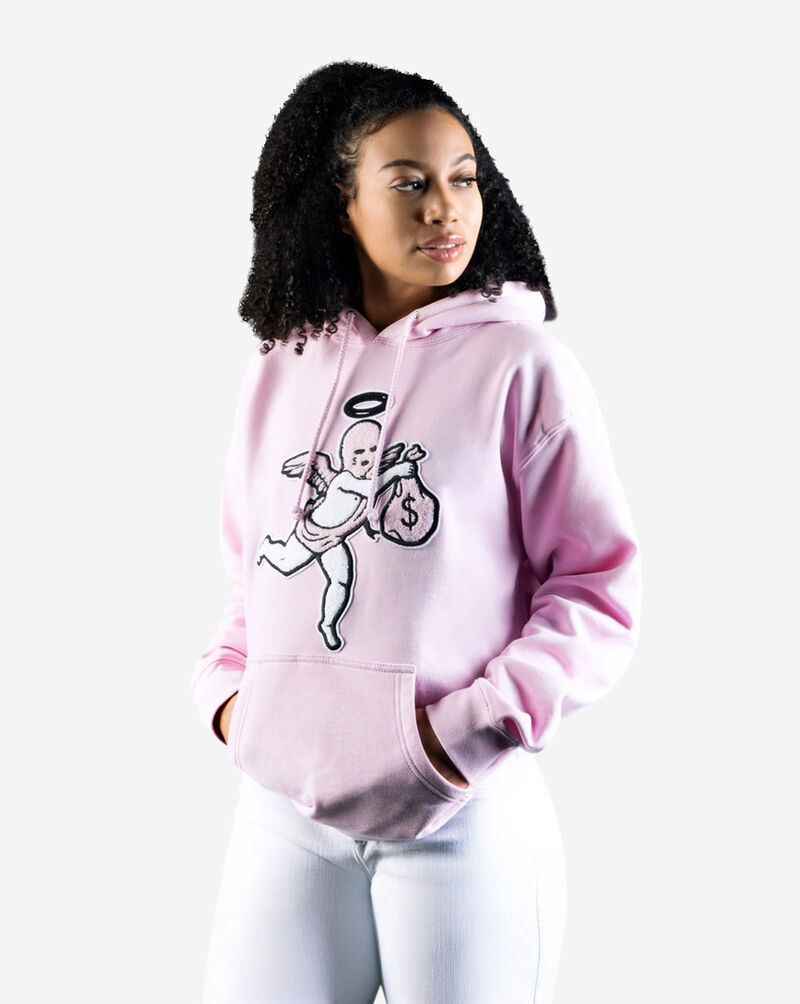 Hasta Muerte Ski Mask Angel Chenille Patch Hoodie  HM-SKIMASKANGEL-HOOD-PINK Pink 2