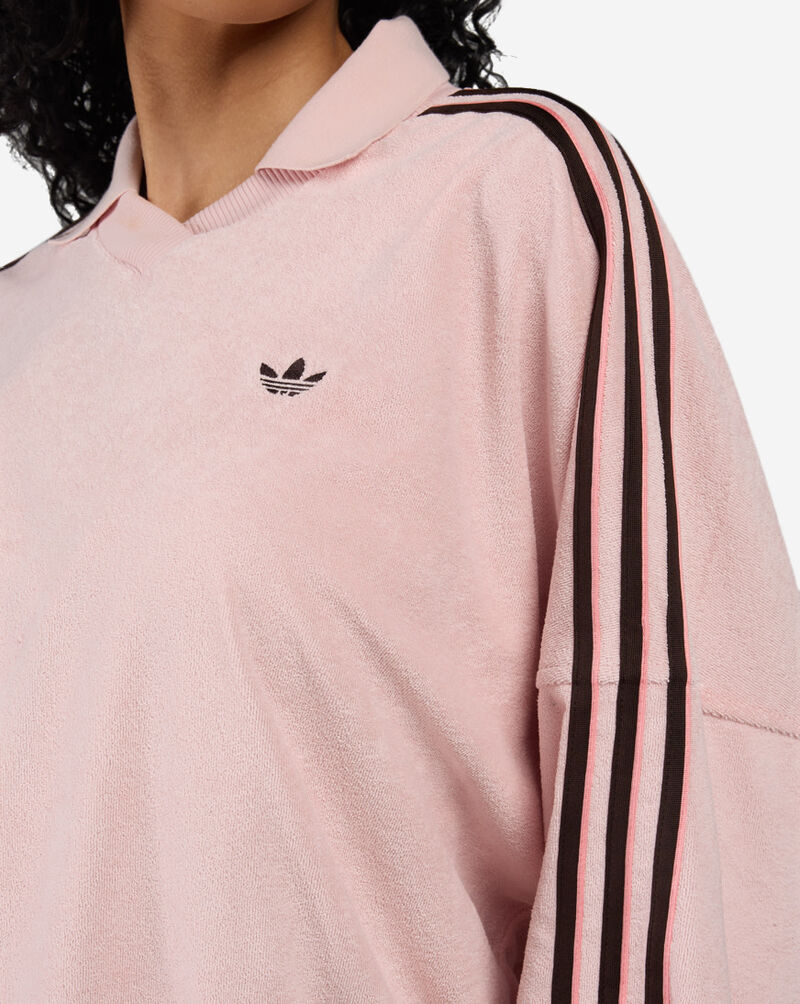 adidas Terry Towel V Neck Polo Shirt KD1400 Pink 3