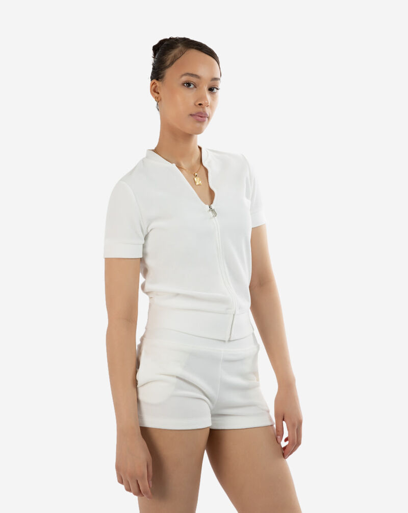 Juicy Couture Short Sleeve Big Bling Velour Track Jacket J2UNVA47-X1498 Beige 2