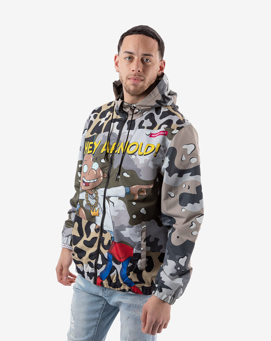 Members Only Men's Hey Arnold Windbreaker in Camo | Size XL | MN080118-CAMO