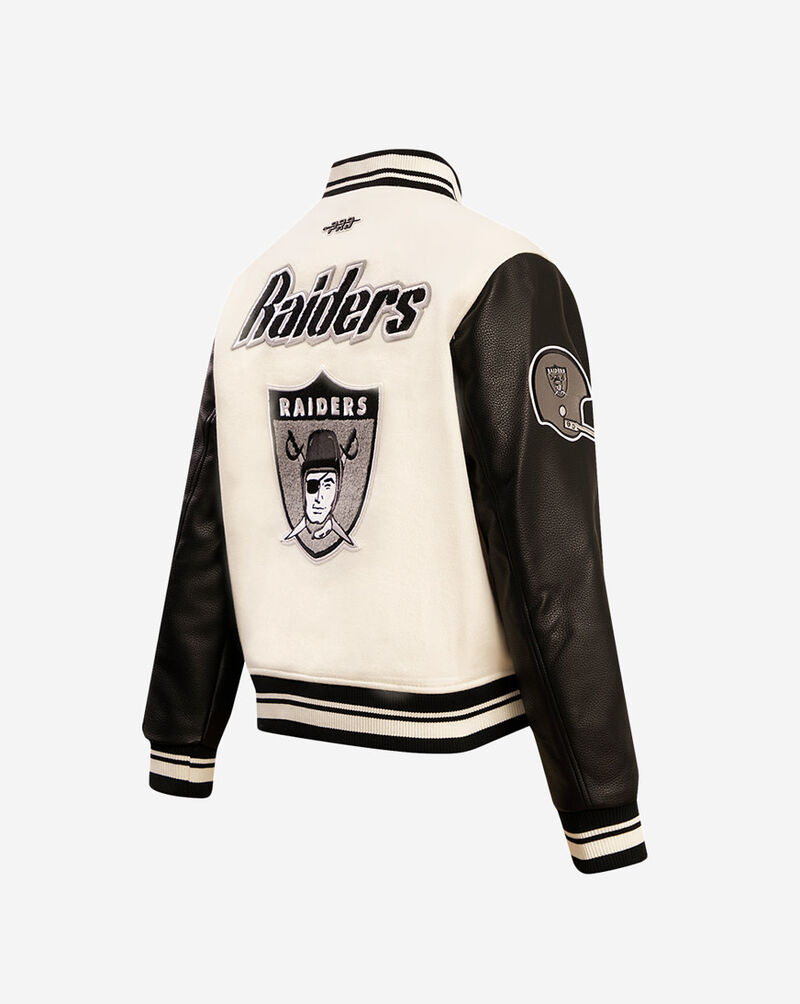 PRO STANDARD Oakland Raiders Retro Classic Rib Wool Varsity Jacket FORH43613-EBK cream 3
