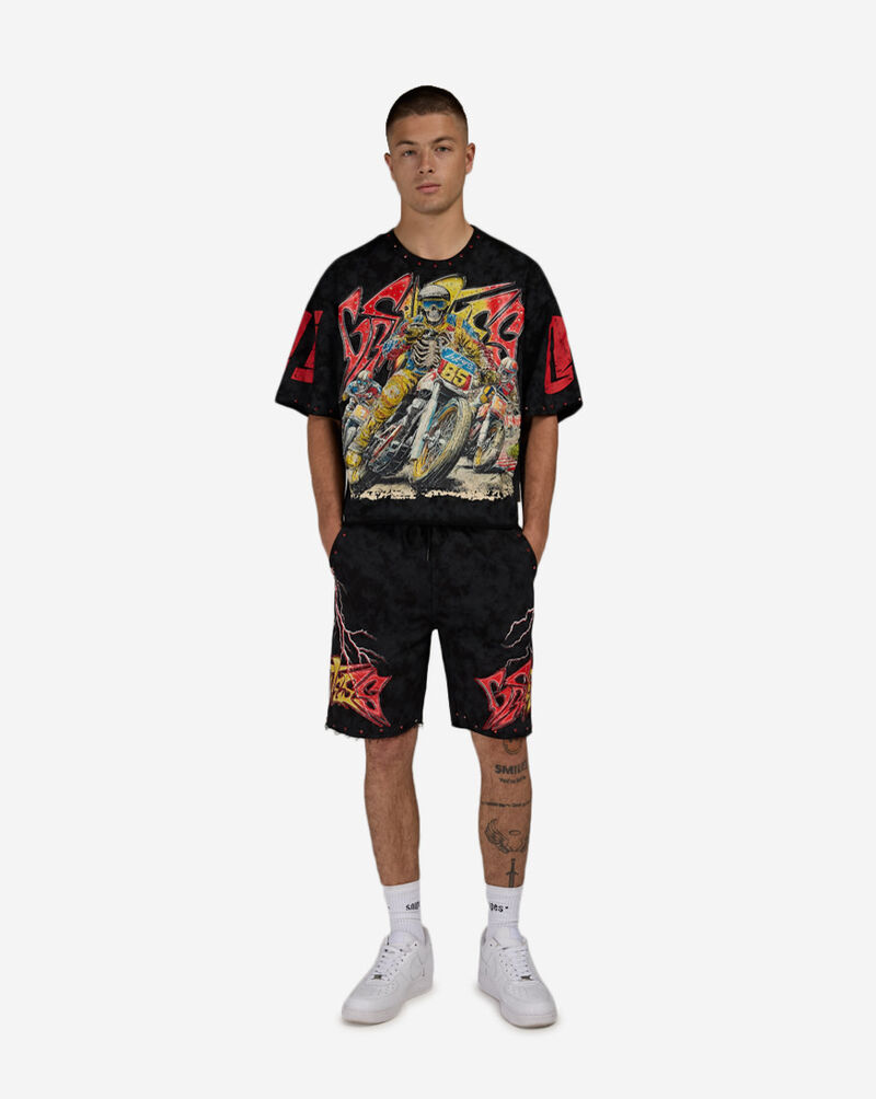 BKYS Apparel Greatness Terry Cropped T-Shirt T1539-BLK Black 4